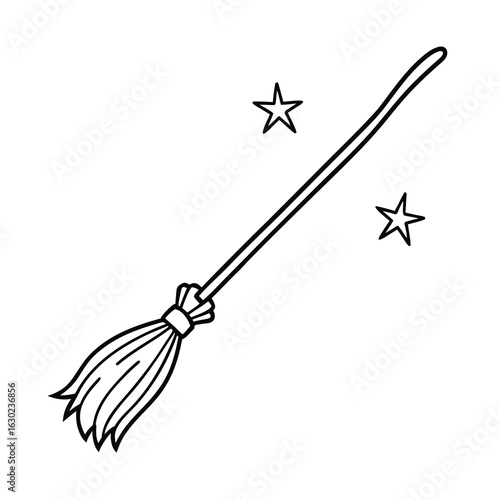 magic broomstick cartoon icon on white background