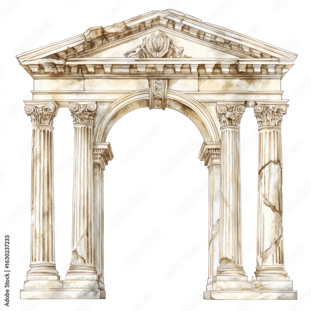 Obraz premium An ancient greek Ornamental arch architecture arched pillar.