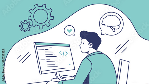 Focused Programmer Working on Code.