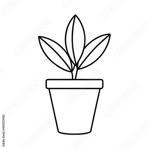 potted houseplant outline vector on white background 