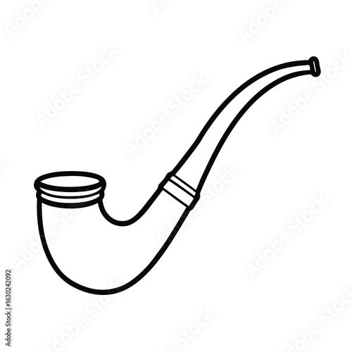 vintage tobacco pipe outline vector on white background 