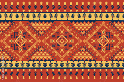 Persian Pattern Red Orange Design - Traditional Persian Carpet Fabric Print Vector - Vintage Persian Diamond Motif Art for Oriental Design Projects