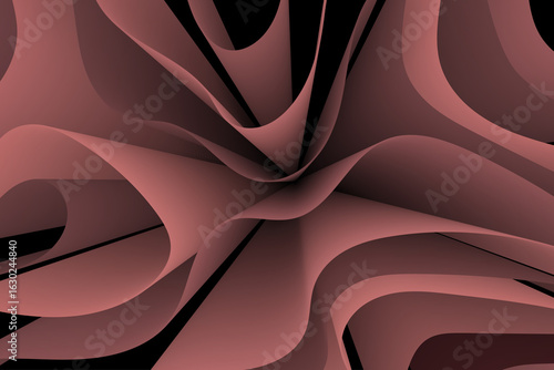 3D rendering of abstract colored fabric wallpaper floating on a dark surface
