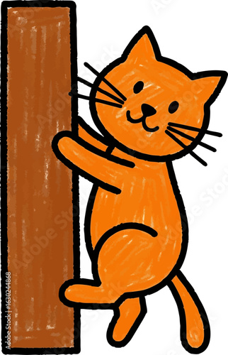 Childs Drawing of a Cat on a Scratching Post