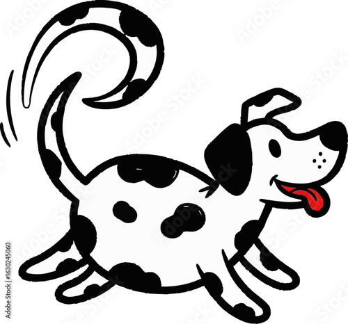 Childs Drawing of a Dalmatian Chasing Tail