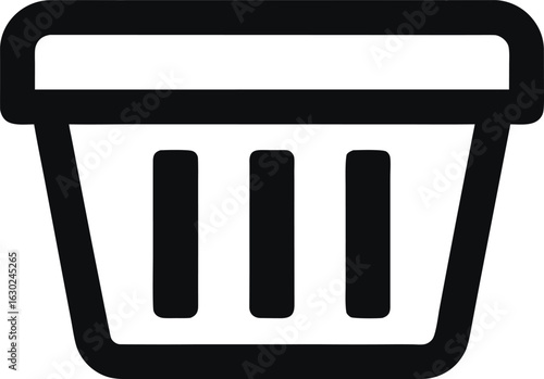 Laundry basket icon on white background, clean laundry symbol, laundry hamper illustration, washing basket vector, laundry container icon, laundry bin graphic, household laundry sign, 
