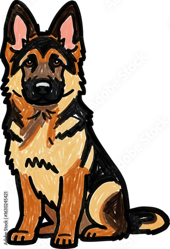 Childs Drawing of a German Shepherd