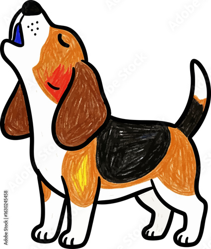 Childs Drawing of a Howling Beagle