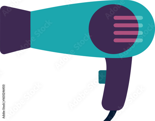 Hair dryer icon on white background, electric hair blower symbol, beauty tool graphic, hair styling device vector, salon equipment illustration, modern hairdryer sign, clean minimal icon design