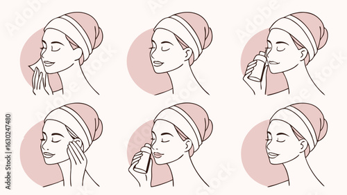 Skincare Routine Steps for a Woman.