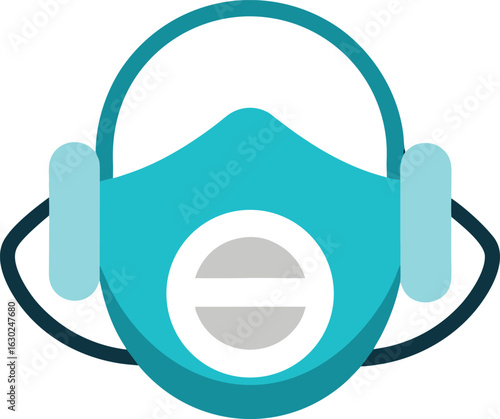 Dust mask icon isolated on white background, protective face mask symbol, safety equipment illustration, respiratory mask vector, clean design, air filter, health protection icon