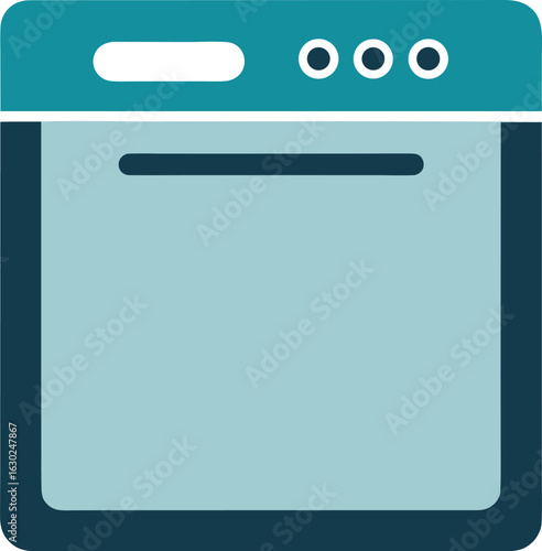 Modern dishwasher icon on white background, clean appliance symbol, kitchen machine illustration, simple dishwasher graphic for UI design, home appliance icon, minimal style vector image.