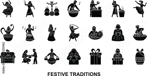 Celebrate cultural festivals worldwide with vector silhouettes