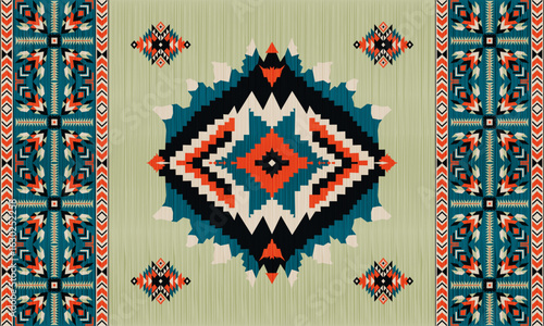 American tribal ethnic native pattern.Traditional Navajo,Aztec,Apache,Southwest and Mexican style fabric pattern.Abstract vector motifs pattern.For fabric,clothing,blanket,carpet,woven,wrap,decoration
