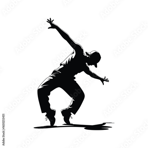 Dynamic silhouette of a hip hop dancer in motion