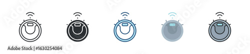 Robot Vacuum Cleaner Icon Set Multiple Style Collection