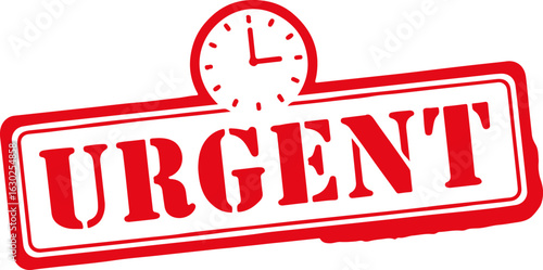 Red URGENT stamp with clock isolated on white background