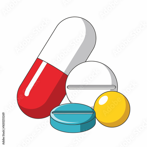 A diverse set of medical and healthcare outline icons representing hospital, emergency services, and science.