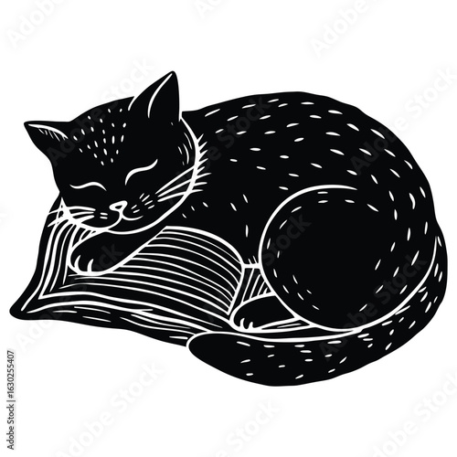 A Cat sleeping with Pillow