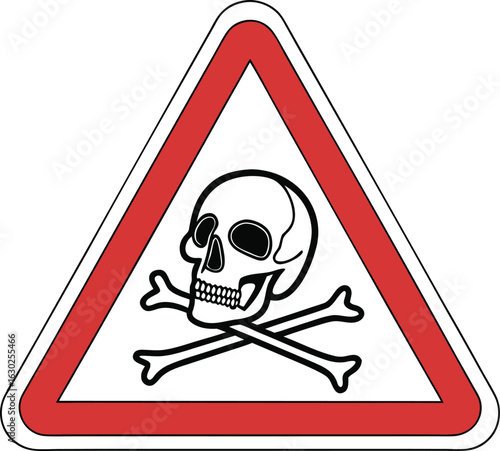 Vector art of warning sign with skull and crossbones representing danger and toxicity for safety and caution