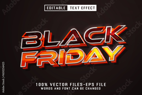 black friday 3d editable text effect premium vector