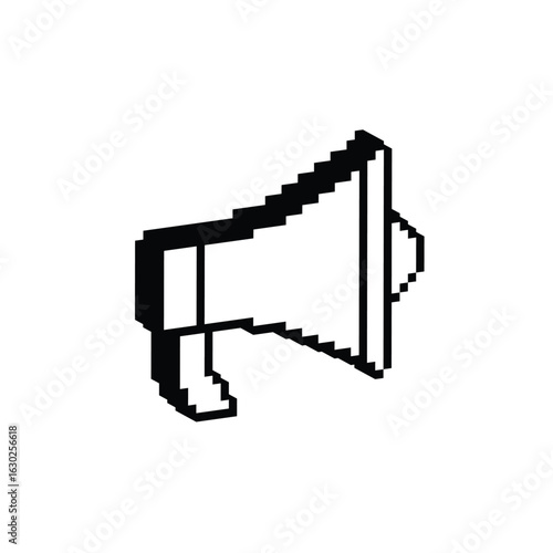 3d isometric pixel megaphone icon vector pixelated  loudspeaker sign for 8bit games 