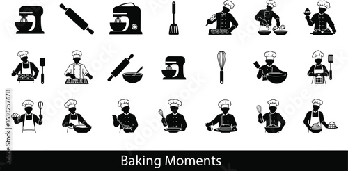 Chef baking icons for delightful culinary creations design