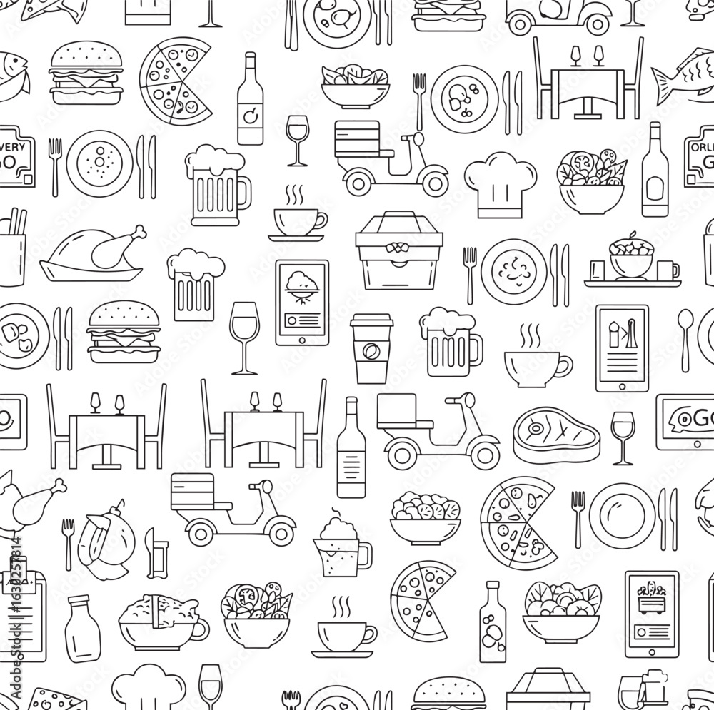 repeating pattern illustration in a clean, minimalist line art style repeating pattern illustration in a clean, minimalist line art style