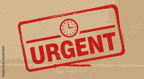 URGENT red rubber stamp with clock imprint on paper