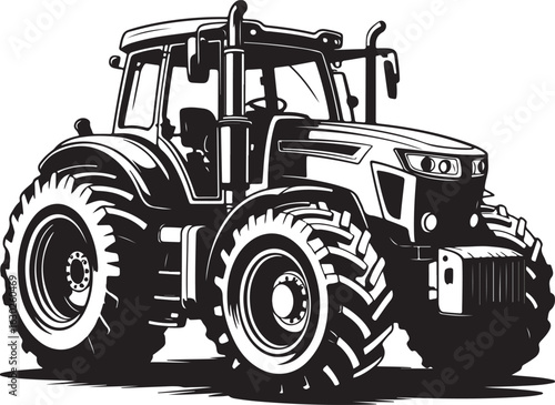 Tractor silhouette vector art illustration, Shapes Collection Isolated on White Background