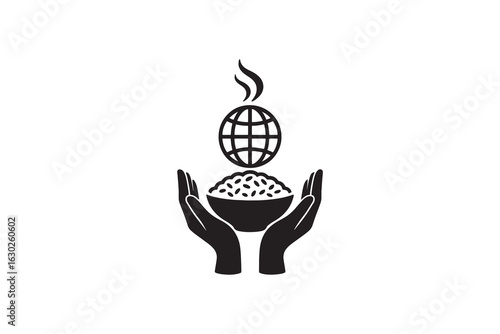 Global Food Helping Hands Silhouette Design World Hunger Relief Silhouette Vector Design