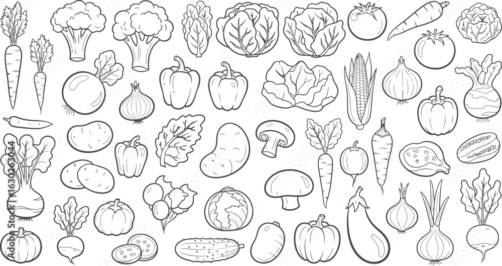 Playful Cartoon Vector of Fresh Vegetables and Fruits Playful Cartoon Vector of Fresh Vegetables and Fruits