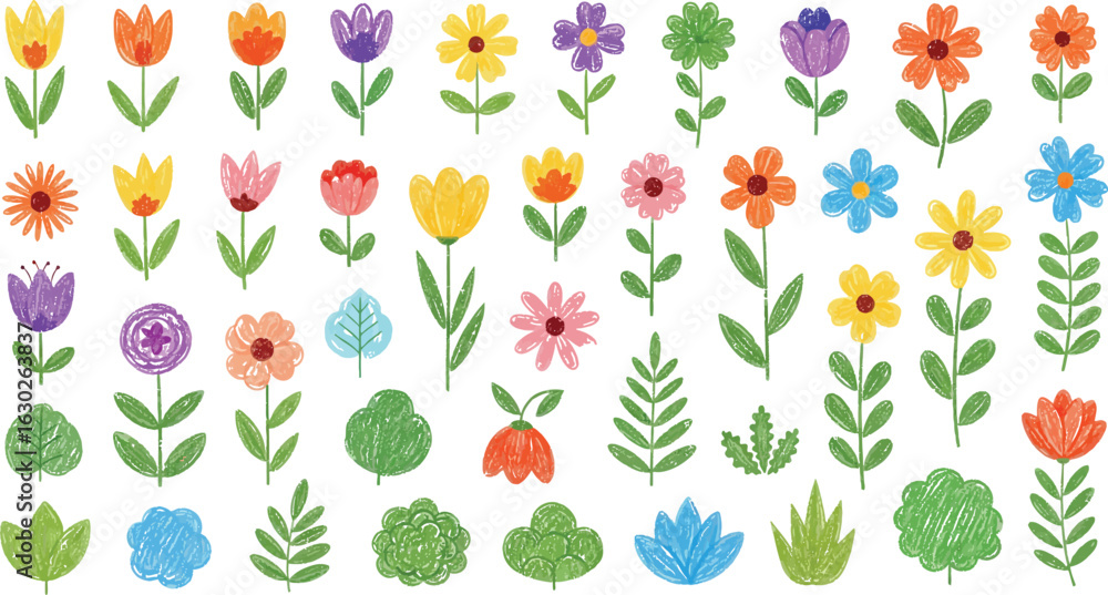 custom made wallpaper toronto digitalCrayon Doodle Spring Floral Background - Childish Hand-Drawn Vector Illustration