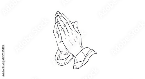 Simple outline drawing of praying hands