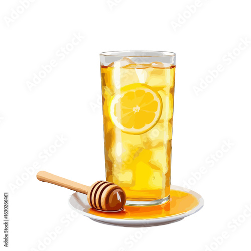 Refreshing glass of iced tea served with lemon and ice cubes, perfect for summer vibes, healthy beverage concepts, outdoor refreshment scenes, cafe menus, cooling drinks, and lifestyle imagery represe