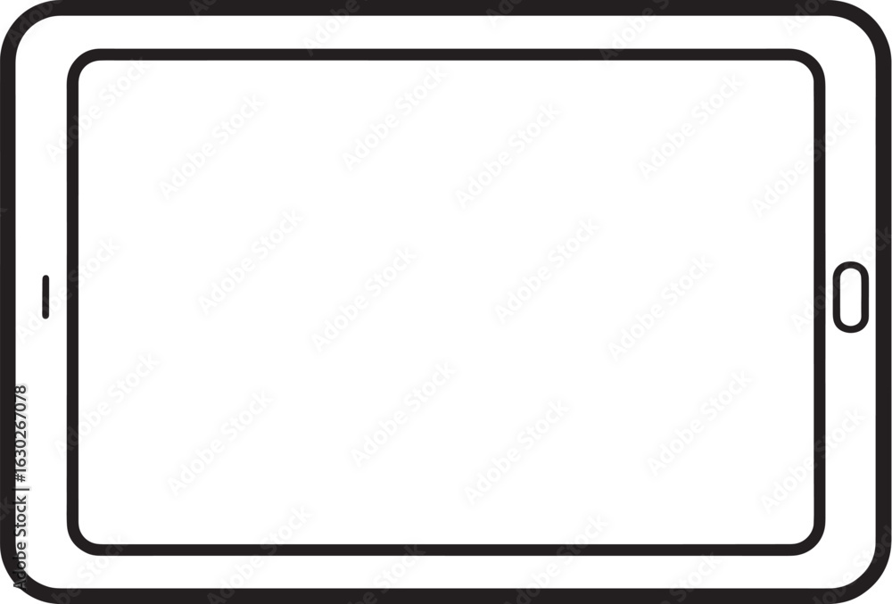 Tablet device vector icon, clean line drawing, black and white, isolated, modern gadget illustration for web. Tablet device vector icon, clean line drawing, black and white, isolated, modern gadget illustration for web.