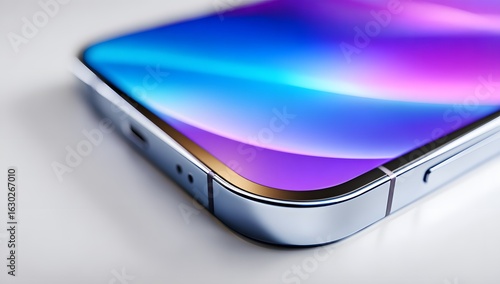 Smartphone Close-up, Modern Design, White Background, Abstract Display, Technology Advertisement