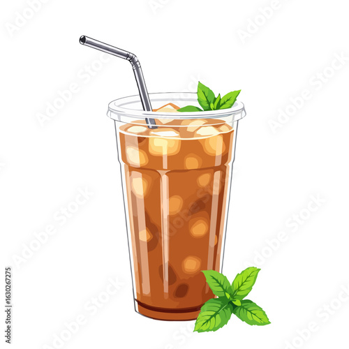 Refreshing glass of iced tea served with lemon and ice cubes, perfect for summer vibes, healthy beverage concepts, outdoor refreshment scenes, cafe menus, cooling drinks, and lifestyle imagery represe
