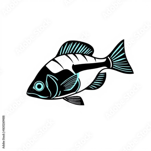 Neon Tetra Black Animal Icon