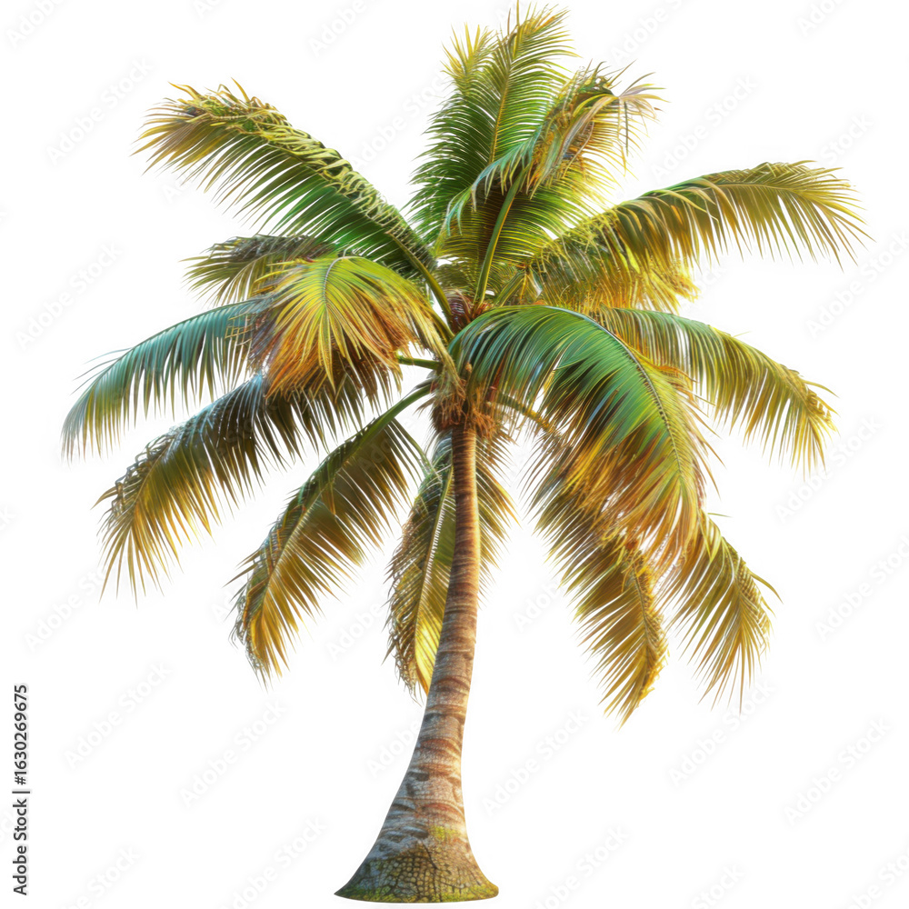 Fototapeta premium a coconut tree isolated on transparent and white background.