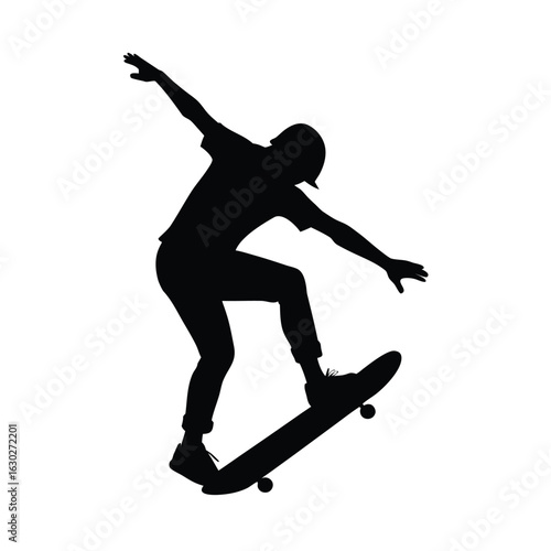 silhouette vector skateboarder performs the adventurous sports