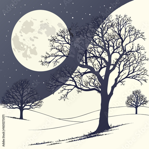 winter landscape with moon hygge vibes, winter escape, winter cabin, frosty days, ski season, snow trails, knitted wear, festive lights, snow dust, cozy moments, snowy mountain, polar vibes, chilly br