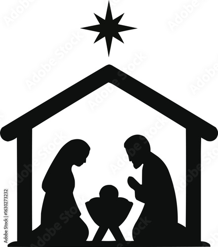 silhouette vector holy family icon