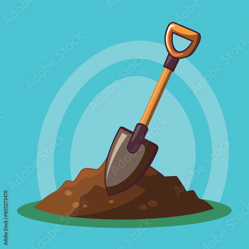 Stylized cartoon garden shovel illustration