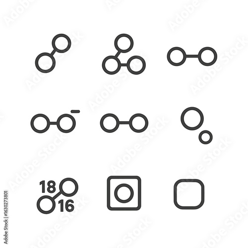 Oxygen Compound Icons. atomic oxygen, ozone (O₃), singlet oxygen, superoxide anion, peroxide bond, oxygen radical, isotopic oxygen