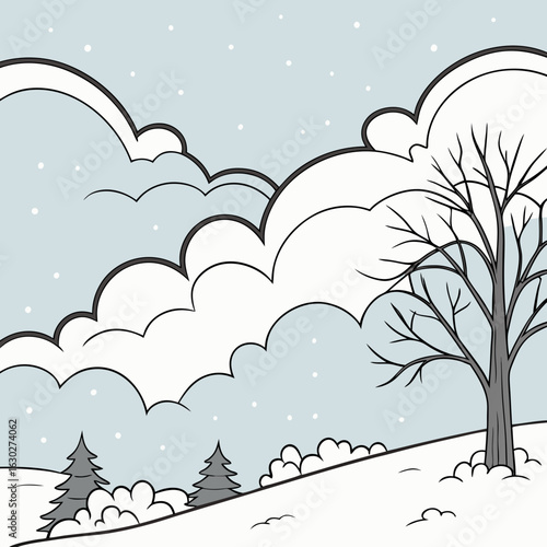 winter landscape with trees hygge vibes, winter escape, winter cabin, frosty days, ski season, snow trails, knitted wear, festive lights, snow dust, cozy moments, snowy mountain, polar vibes, chilly b