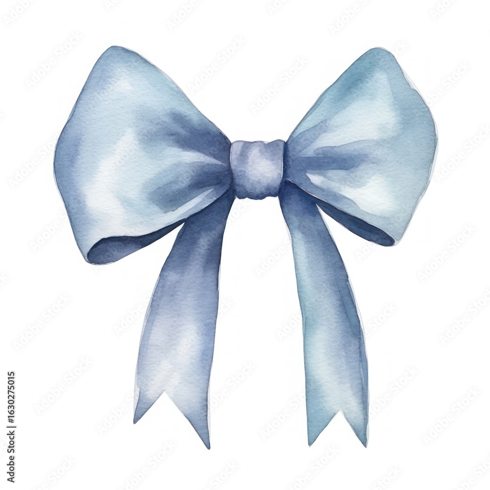 Naklejka premium Elegant watercolor blue ribbon bow