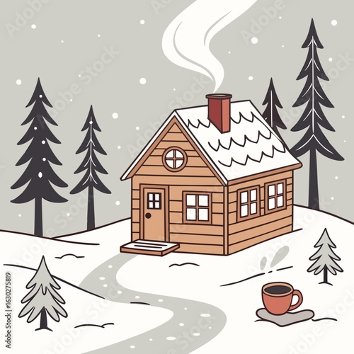 winter landscape with house winter vibes, snowy day, cozy winter, winter wonderland, frosty mornings, snowflakes, winter style, holiday season, cold weather, snow aesthetic, hot chocolate, winter magi