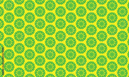 Vintage green floral seamless pattern with a green striped background, perfect for a retro textile background design