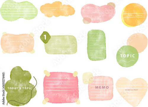 Adwatercolor abstract style backround frame set handdrawn textured frame design colorful